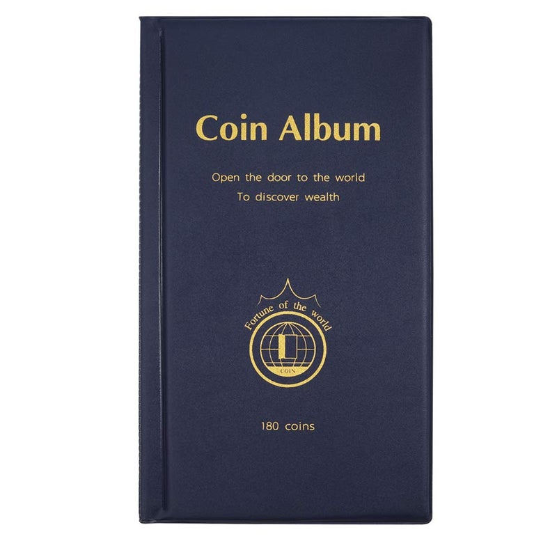 AITIME 180 Pockets Coin Collection Supplies - Coin Collecting Holders Book Album for Collectors, Collector Album Storage Suitable for Coin Diameter Less Than 1.66 Inches (Blue) - Image 1